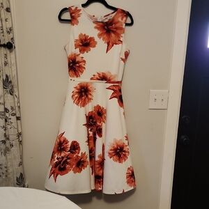 Olivia Matthews Red and White Sleeveless Fit and Flare Midi